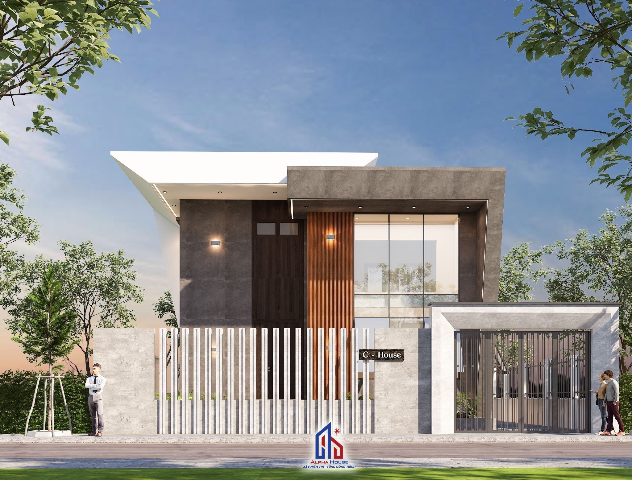 THIẾT KẾ NHÀ PHONG CÁCH HIỆN ĐẠI - 2 TẦNG - ANH CHỊ CHIẾN TƯƠI