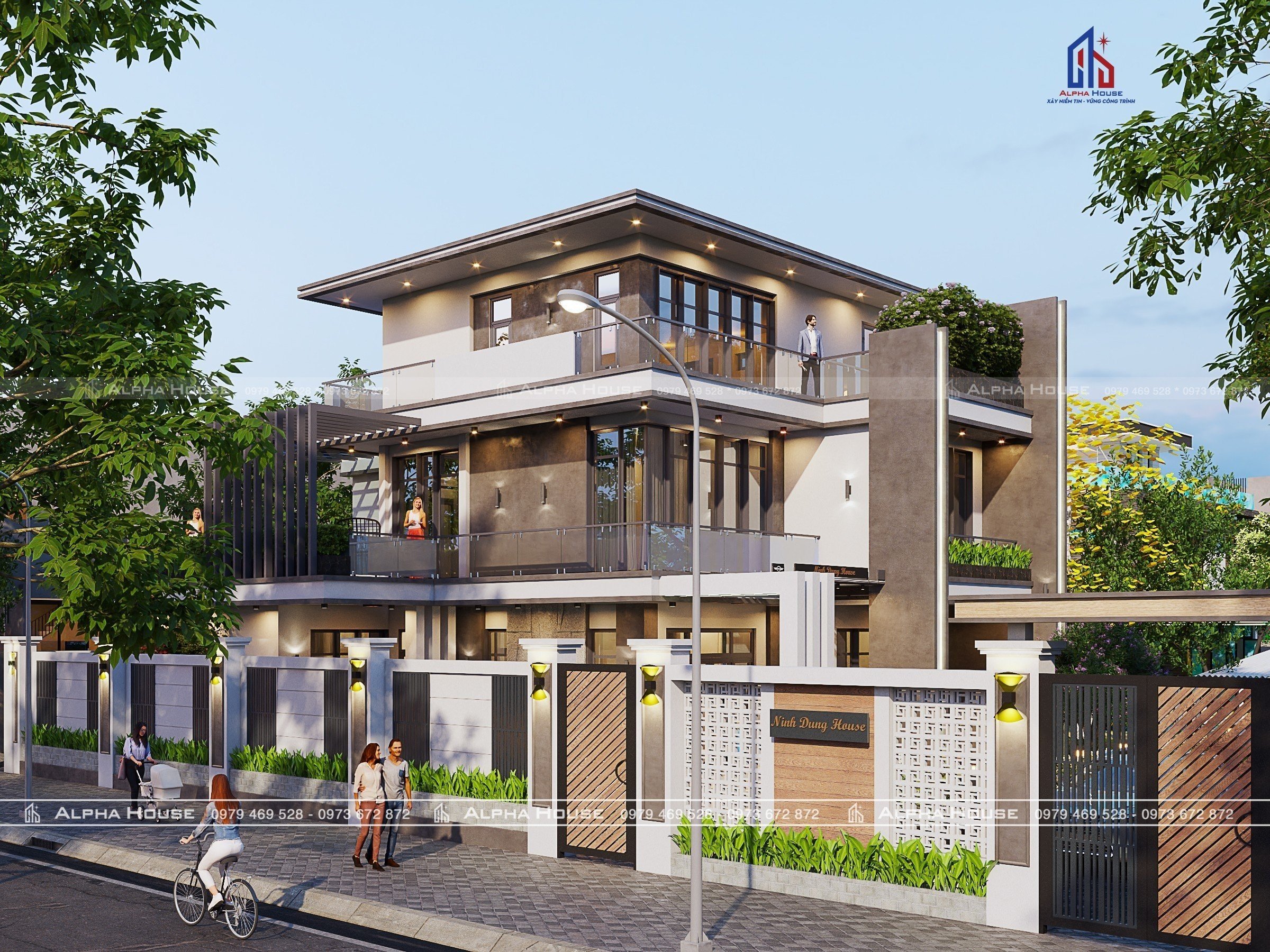 MẪU BIỆT THỰ HIỆN ĐẠI - 3 TẦNG - ANH CHỊ NINH DUNG