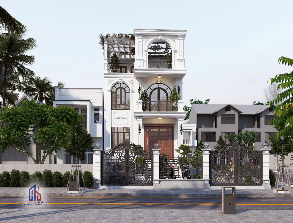 MẪU BIỆT THỰ PHỐ HIỆN ĐẠI KẾT HỢP ĐƯỜNG NÉT TÂN CỔ ĐIỂN SANG TRỌNG 3 TẦNG 1 BÁN HẦM