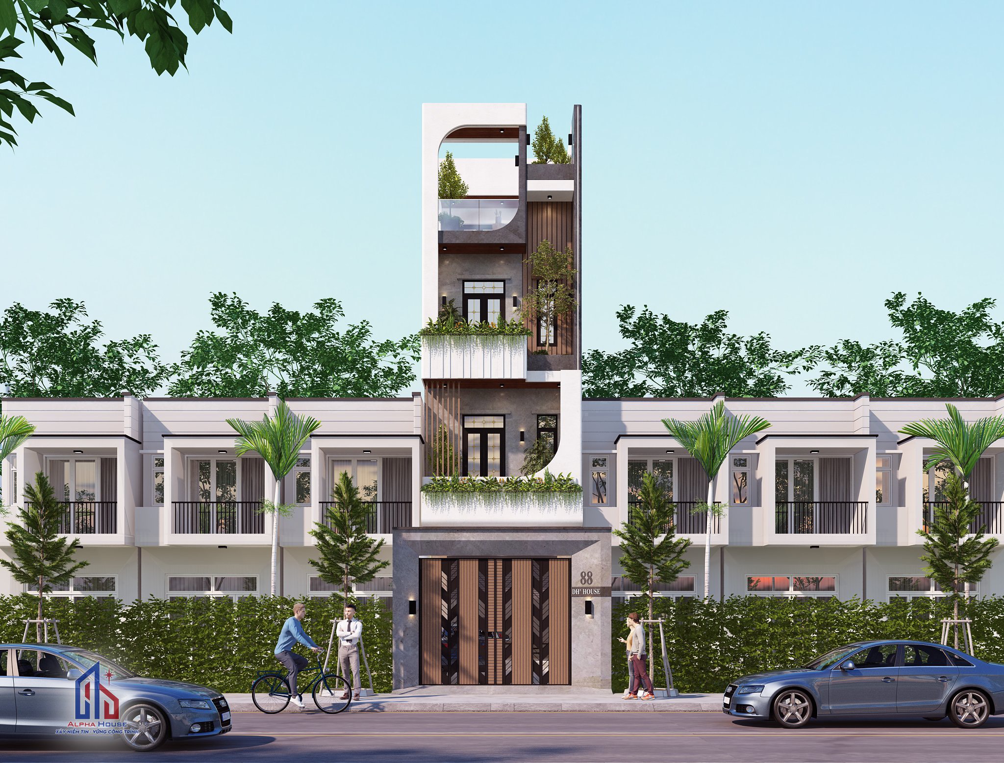 THIẾT KẾ NHÀ PHỐ - 3 TẦNG 1 TUM - ANH CHỊ ĐẮC HẠNH