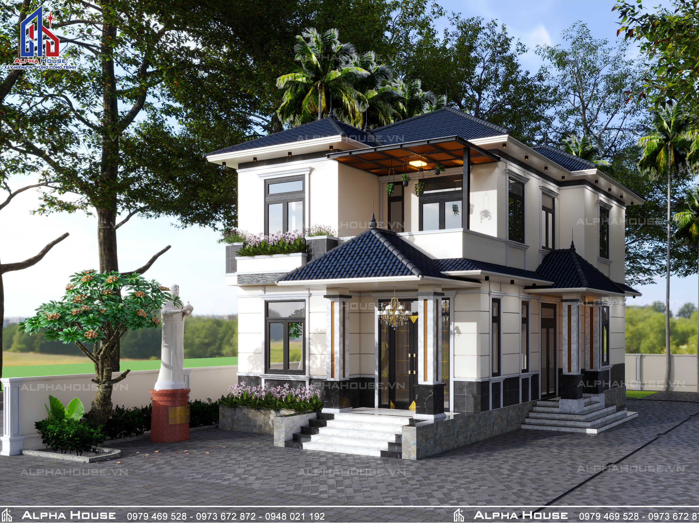 BIỆT THỰ MÁI NHẬT 2 TẦNG ĐẸP TRÊN TỪNG GÓC CẠNH TẠI XUÂN TRƯỜNG NAM ĐỊNH