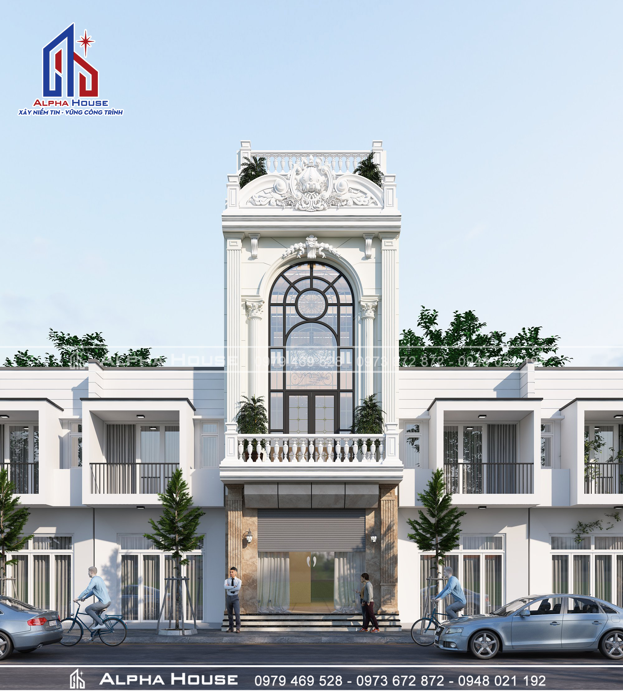 THIẾT KẾ NHÀ PHỐ TÂN CỔ ĐIỂN 4 TẦNG - CHÚ ĐỨC