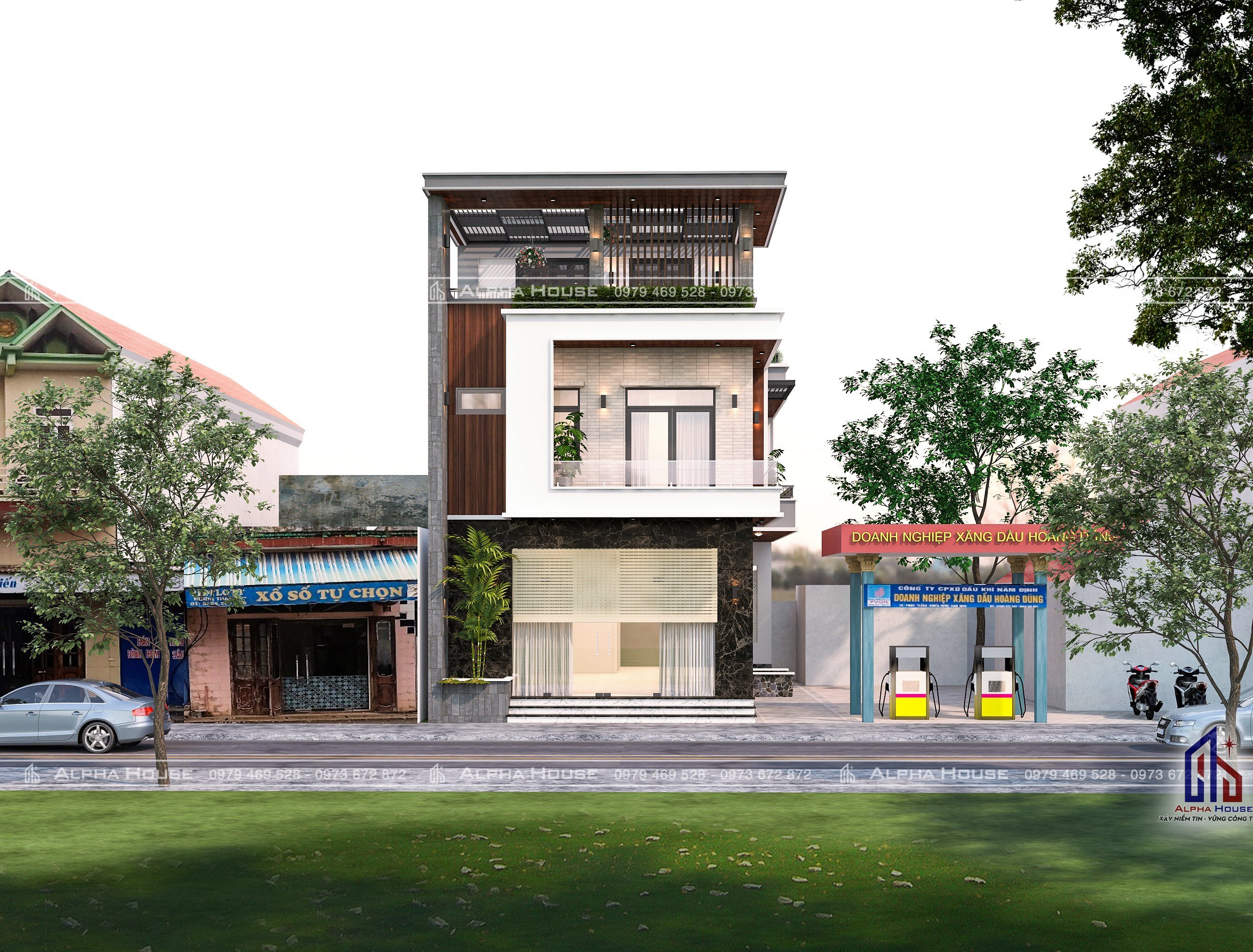 THIẾT KẾ NHÀ PHỐ - 2 TẦNG 1 TUM - ANH DŨNG