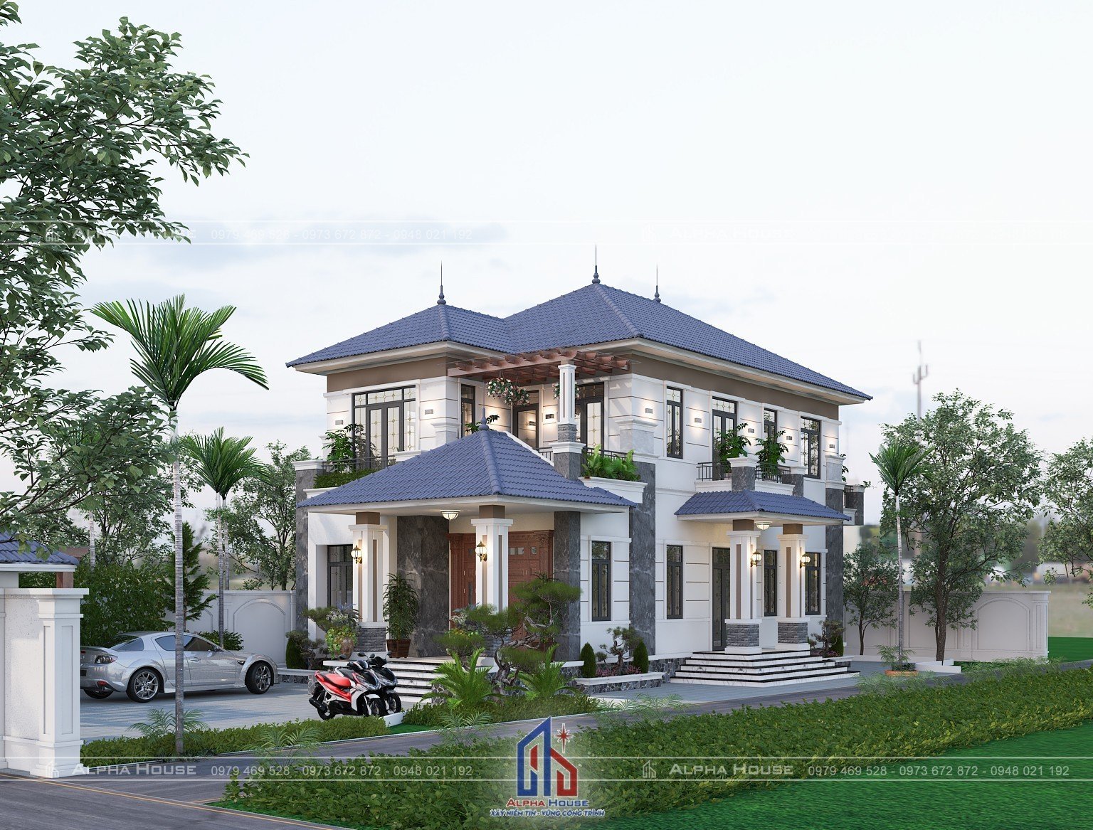 MẪU NHÀ VƯỜN MÁI NHẬT HIỆN ĐẠI - 2 TẦNG - BÁC NGỌC