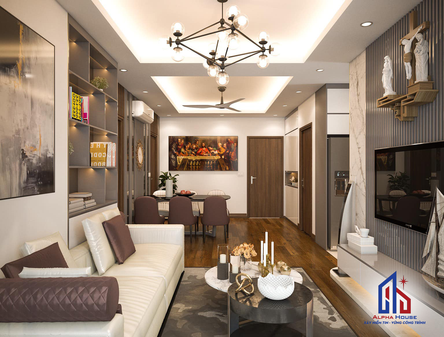 THIẾT KẾ NỘI THẤT CĂN CHUNG CƯ 3 NGỦ - CHỊ THỦY 