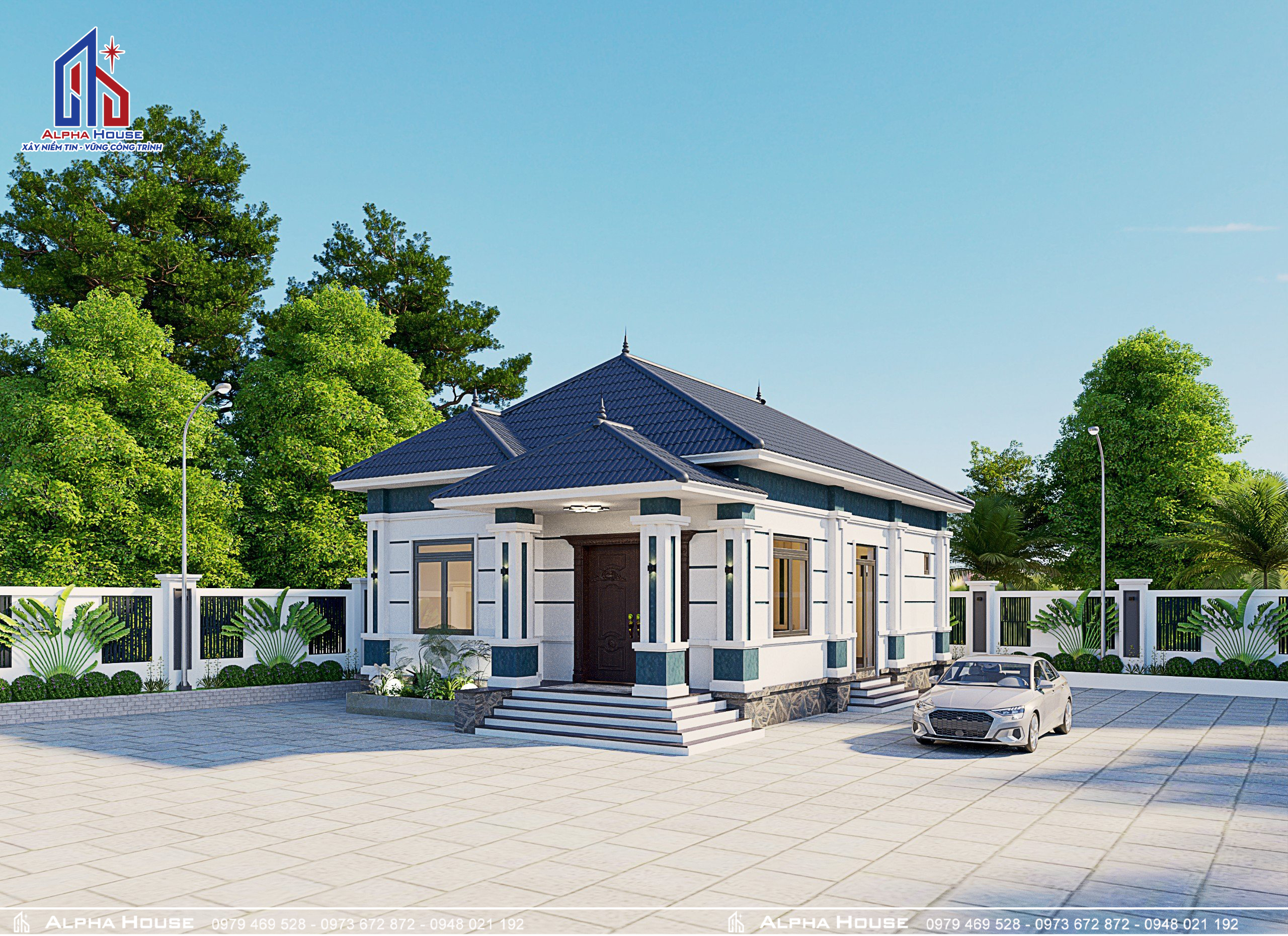 THIẾT KẾ NHÀ 1 TẦNG MÁI NHẬT PHÙ HỢP VỚI NHIỀU HỘ GIA ĐÌNH TRẺ 