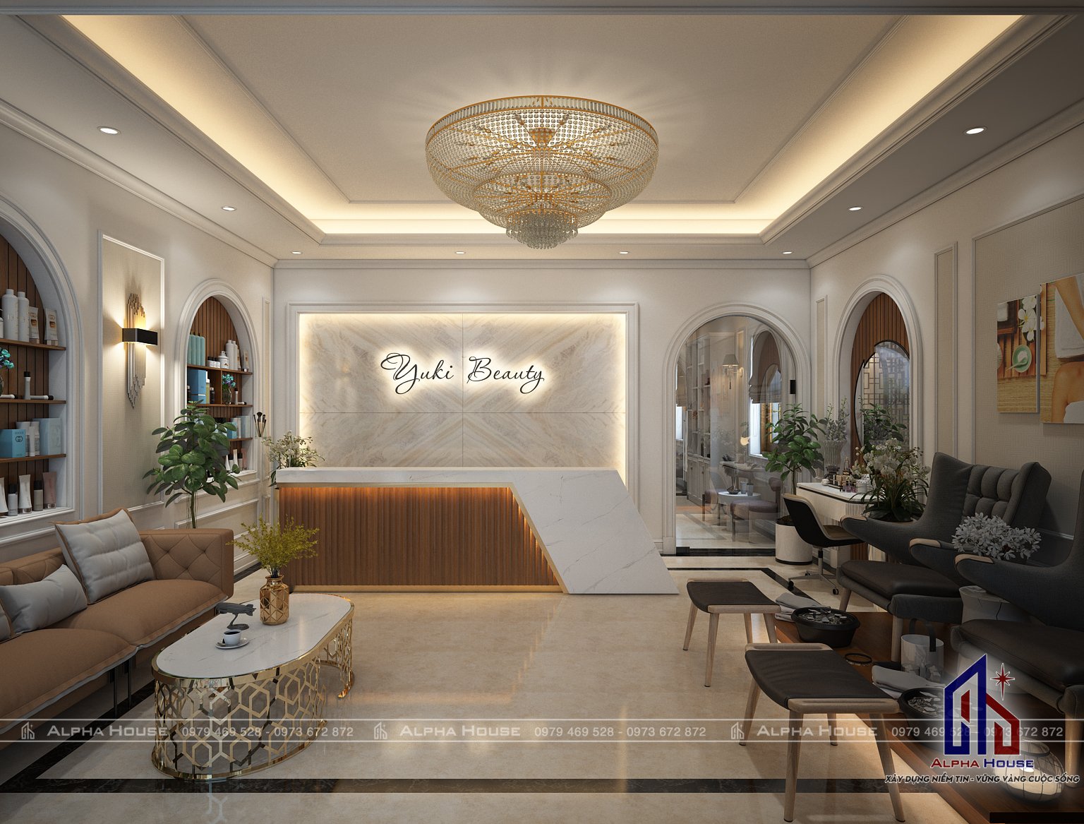 THIẾT KẾ NỘI THẤT SPA YUKI BEAUTY CHO CHỊ CHỦ XINH GÁI
