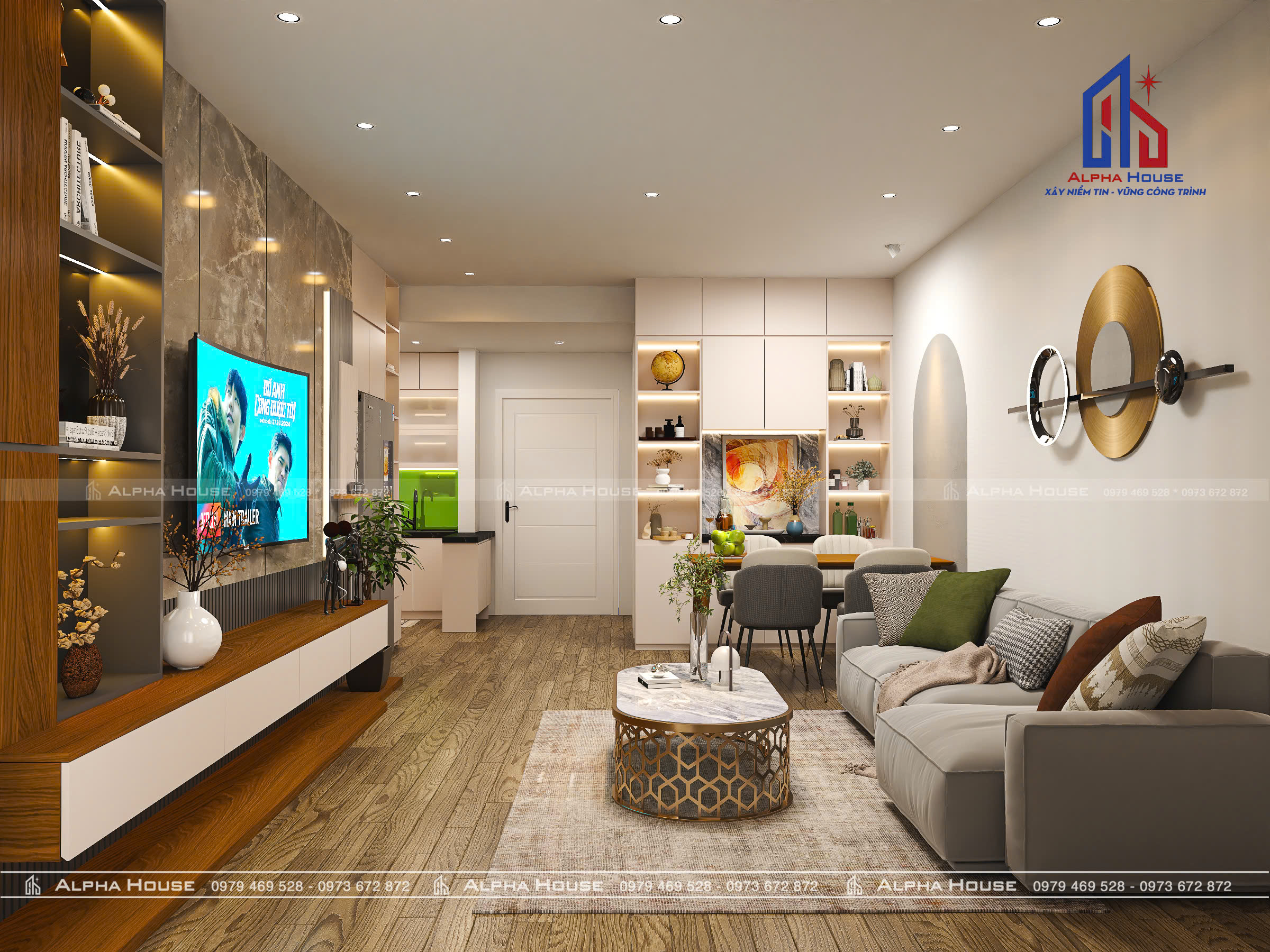 THIẾT KẾ NỘI THẤT CĂN CHUNG CƯ TÒA NHÀ HEMISCO XA LA 2 PHÒNG NGỦ 