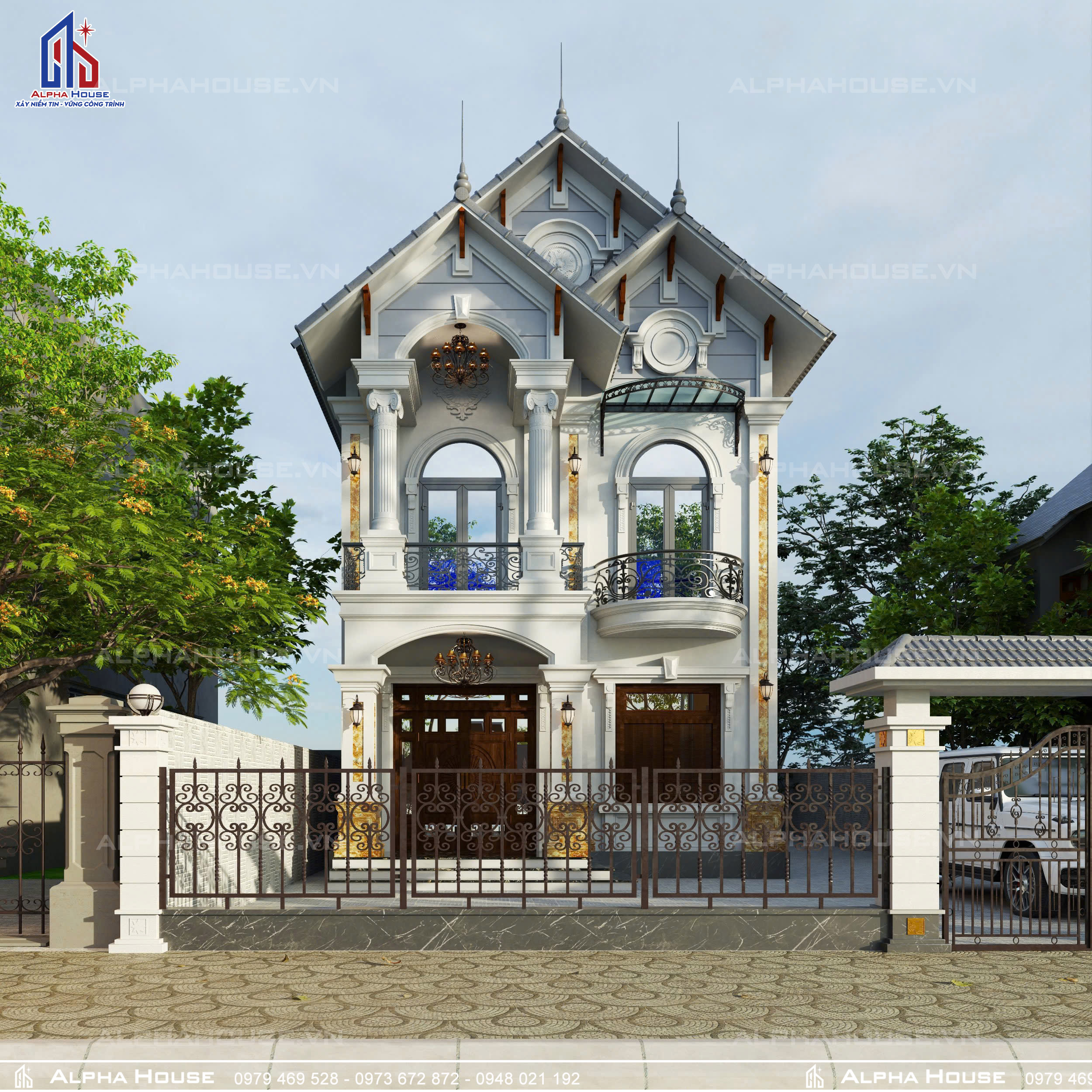 MẪU NHÀ 2 TẦNG MÁI THÁI THEO PHONG CÁCH TÂN CỔ ĐIỂN ĐẦY CUỐN HÚT