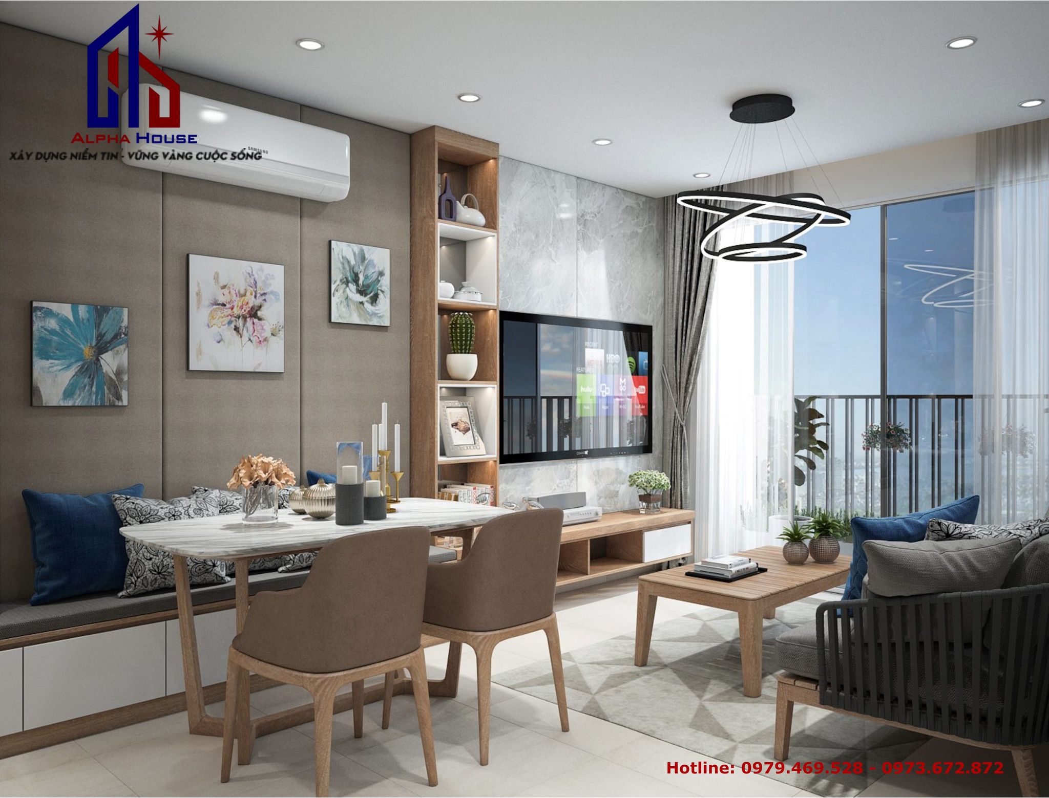 THAM KHẢO MẪU THIẾT KẾ NỘI THẤT CĂN CHUNG CƯ 2 NGỦ CHO GIA ĐÌNH 