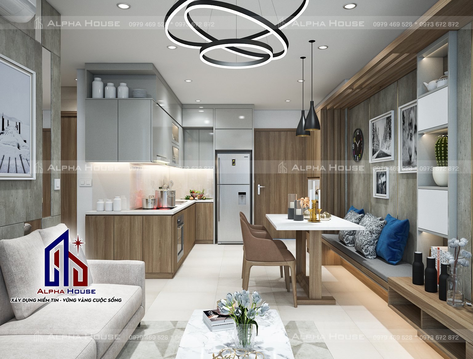 MẪU 3D NỘI THẤT CĂN CHUNG CƯ 2 NGỦ VINSMART CITY ANH CHỊ CƯỜNG THÊU 