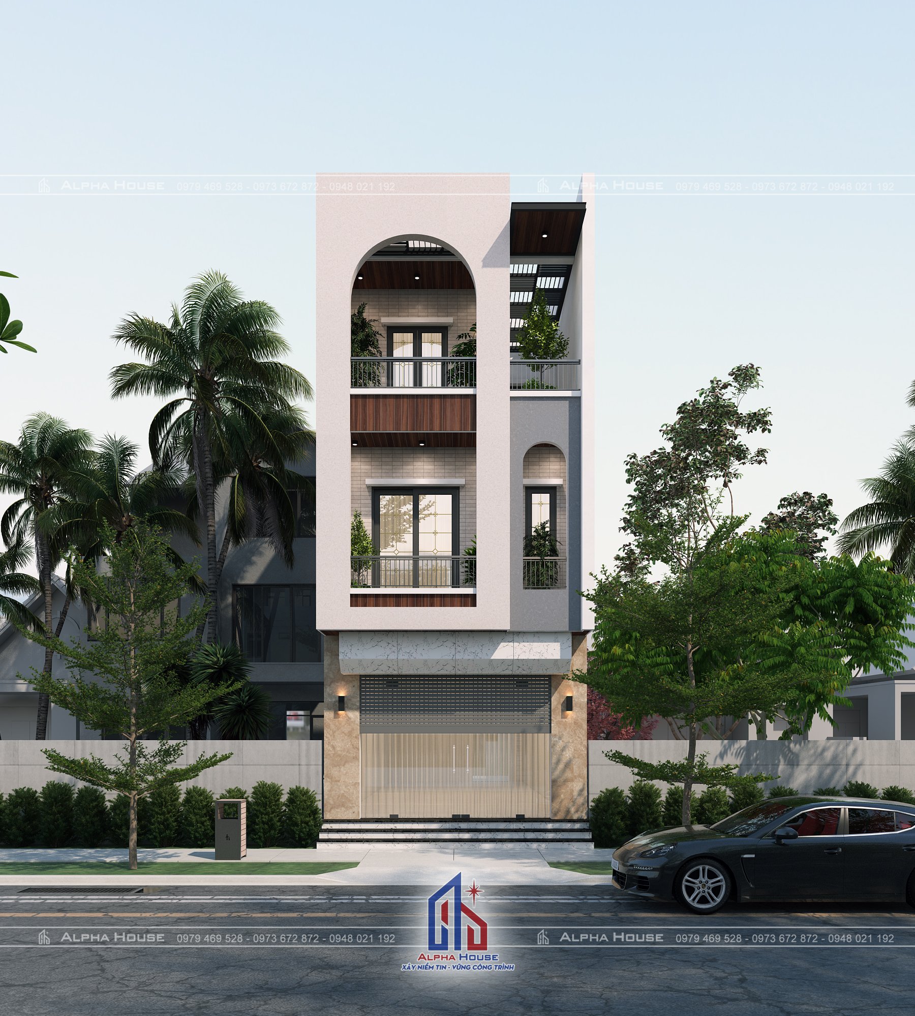 MẪU 3D NHÀ PHỐ 3 TẦNG MẶT TIỀN 5m CHO KHÁCH HÀNG Ở VĨNH YÊN 