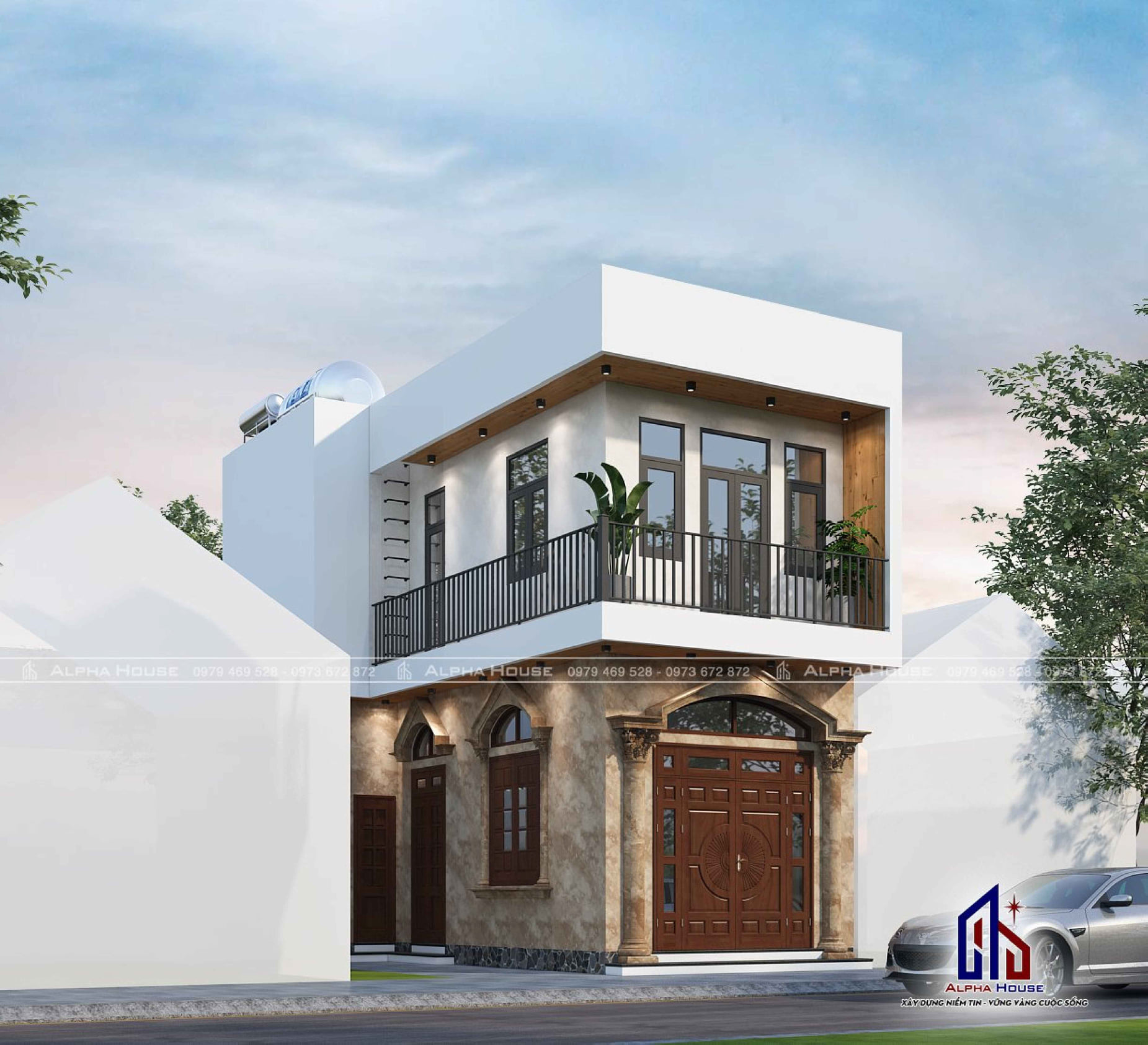 THIẾT KẾ CẢI TẠO NGÔI NHÀ THEO PHONG CÁCH NHÀ ỐNG MÁI BẰNG 2 TẦNG CHO ANH QUYỀN Ở HƯNG YÊN 