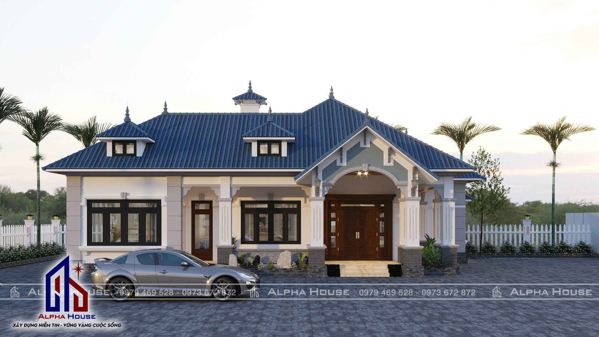MẪU BIỆT THỰ NHÀ VƯỜN 1 TẦNG CHO ANH TUÂN Ở NAM ĐỊNH 
