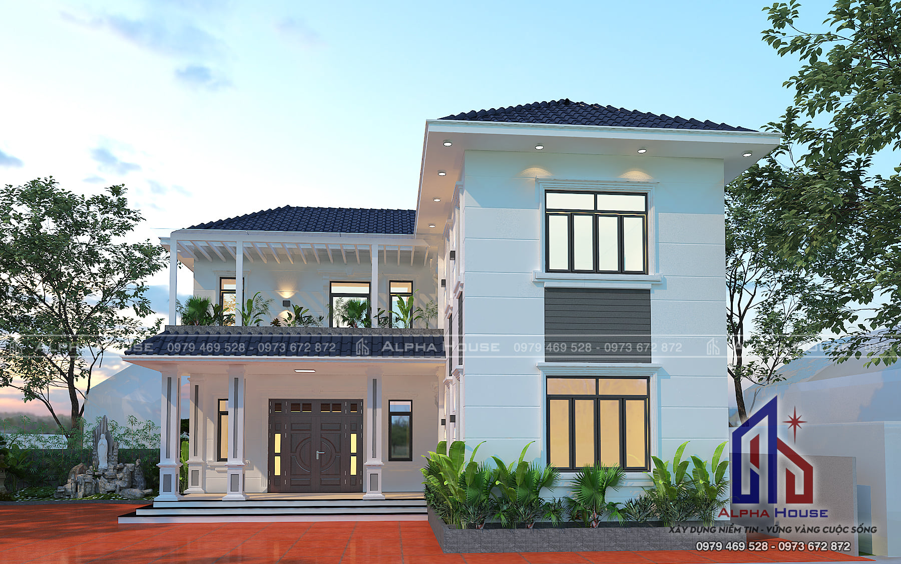 THIẾT KẾ MẪU NHÀ CHỮ L MÁI NHẬT 2 TẦNG TIỆN NGHI CUỐN HÚT