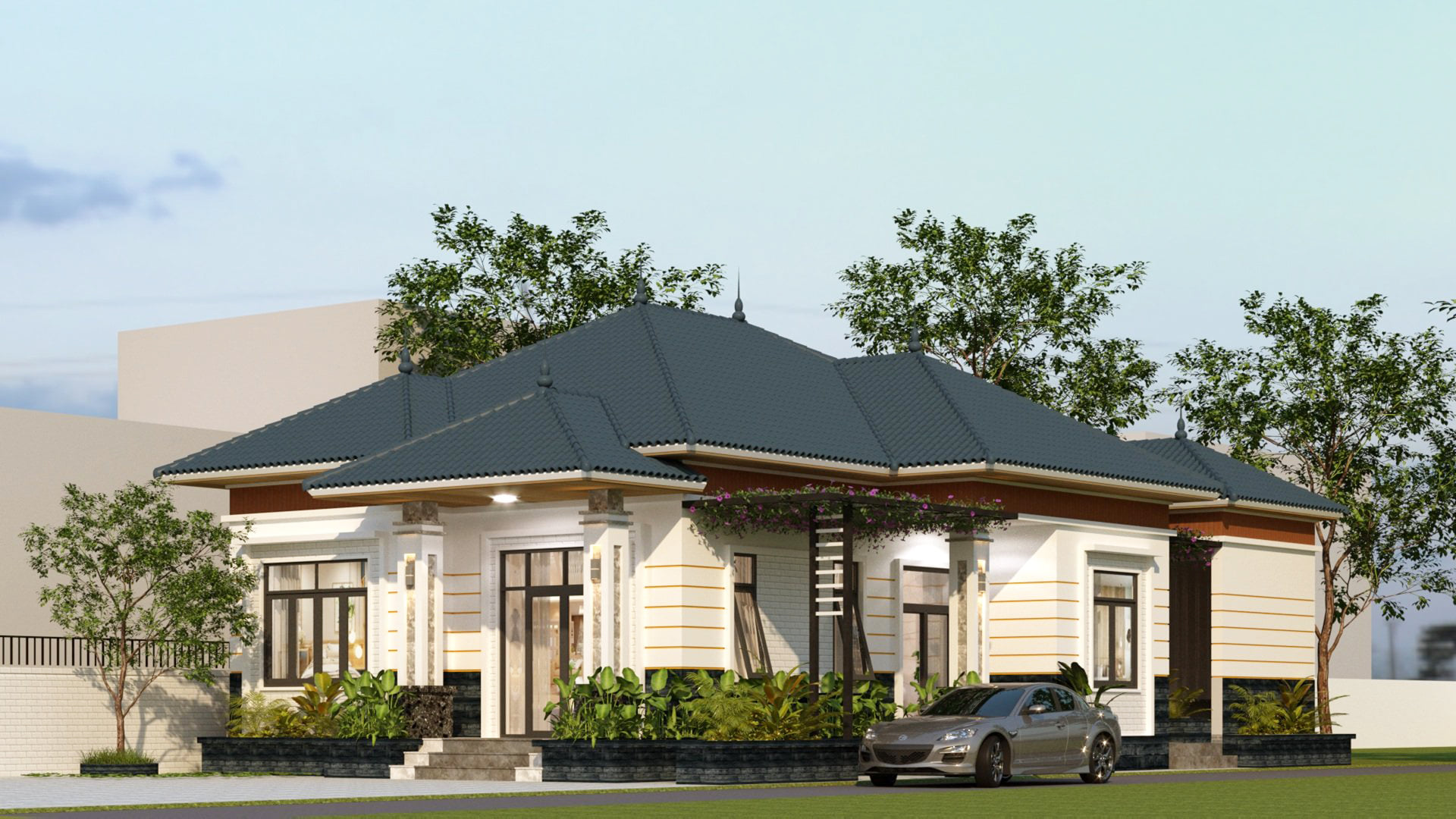 MẪU NHÀ VƯỜN MÁI NHẬT 1 TẦNG PHONG CÁCH HIỆN ĐẠI VỚI KHÔNG GIAN MỞ DƯỚI 1 TỶ