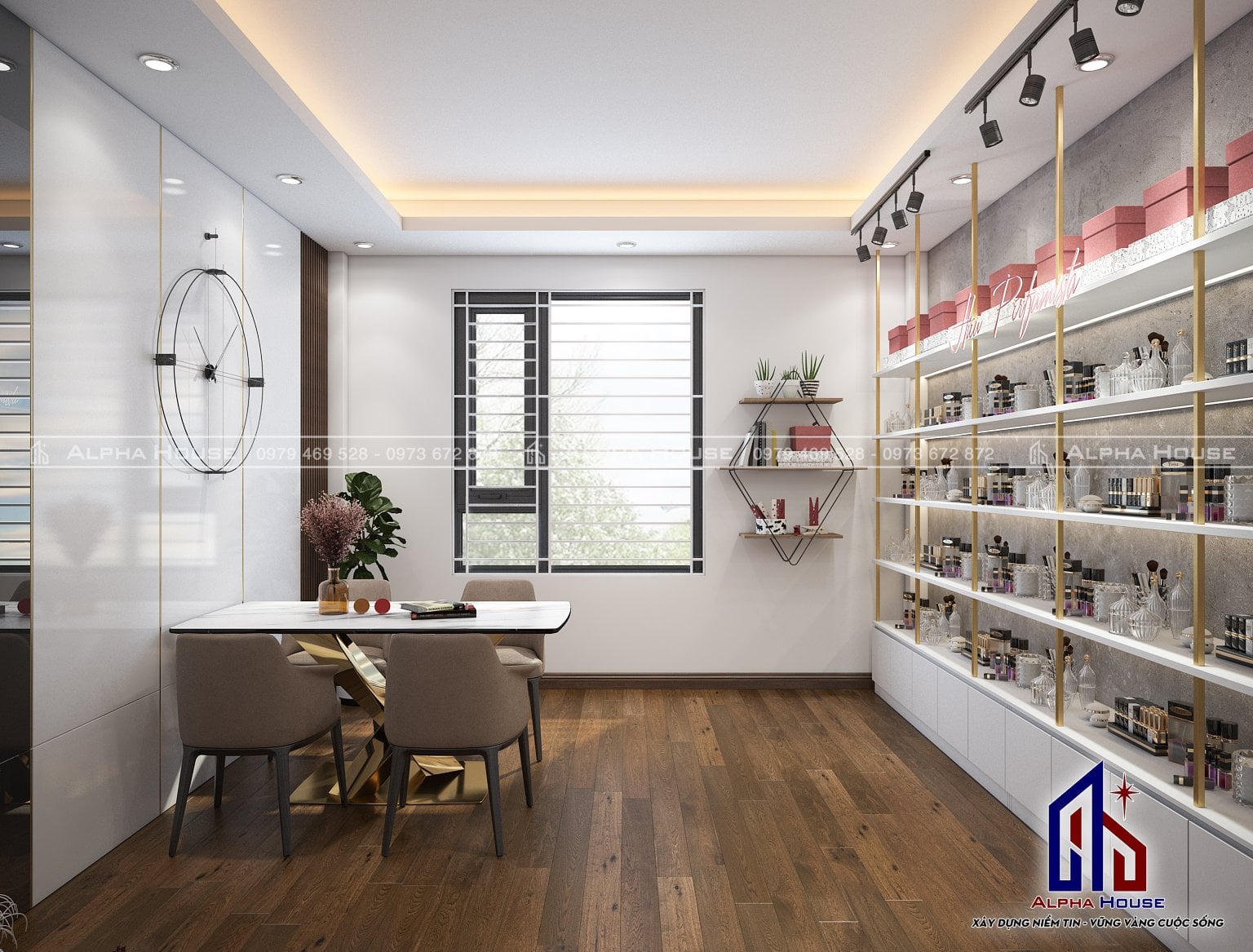 THIẾT KẾ NỘI THẤT SHOP NƯỚC HOA 16m2