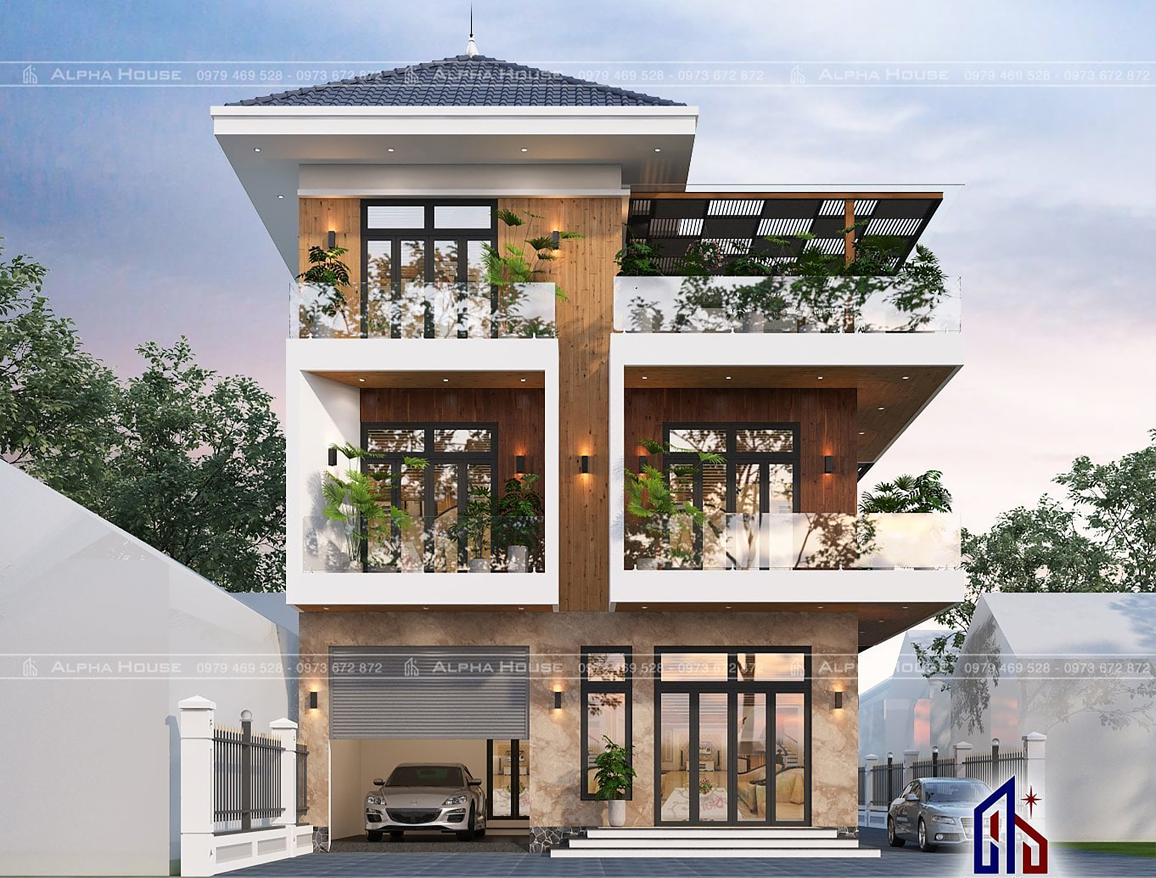 BIỆT THỰ HIỆN ĐẠI 3 TẦNG 1 TUM CHO KHÁCH HÀNG VIỆT KIỀU Ở HẢI DƯƠNG