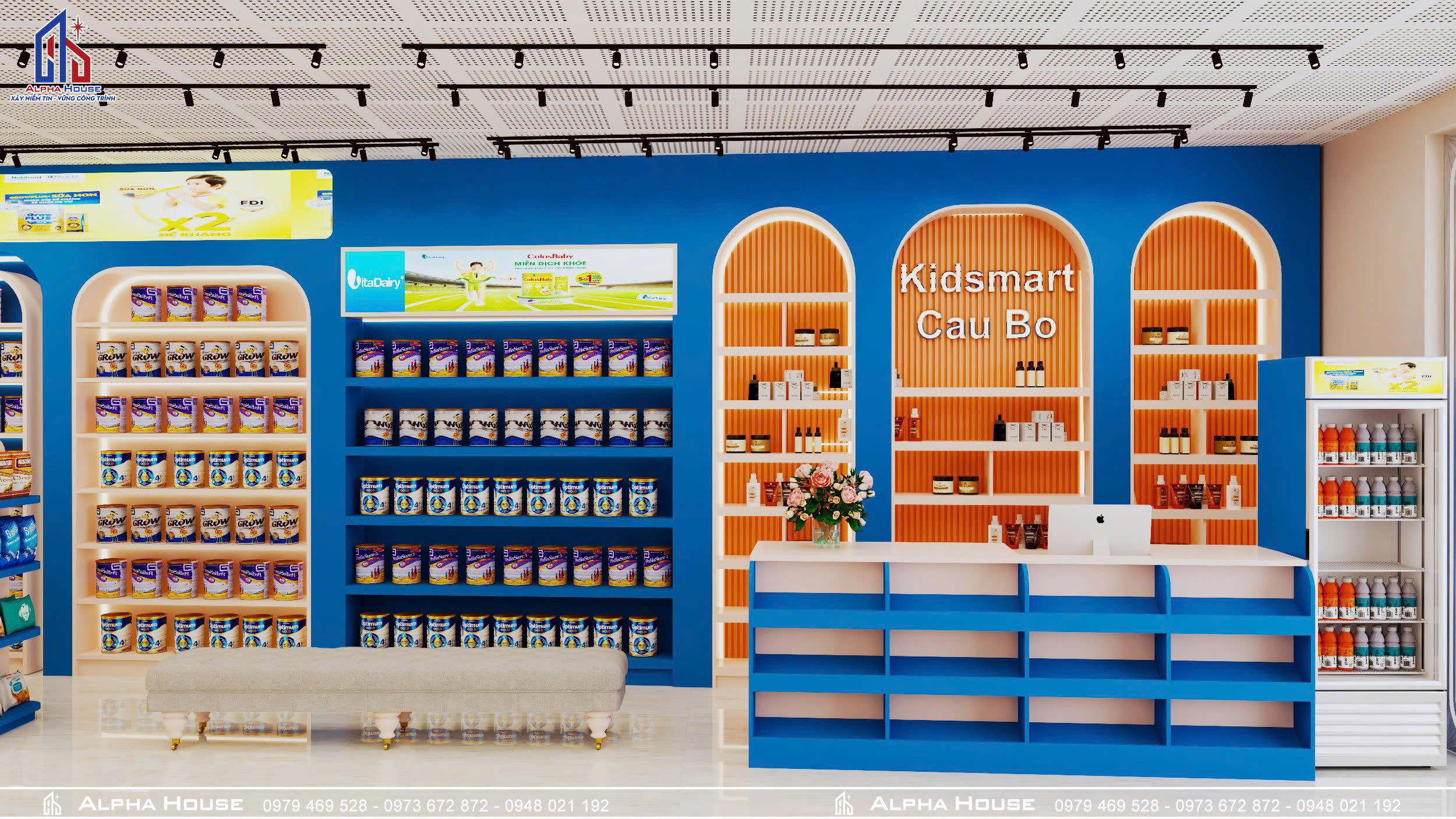 THIẾT KẾ & THI CÔNG NỘI THẤT CỬA HÀNG KIDSMART CẦU BO - ANH MẠNH