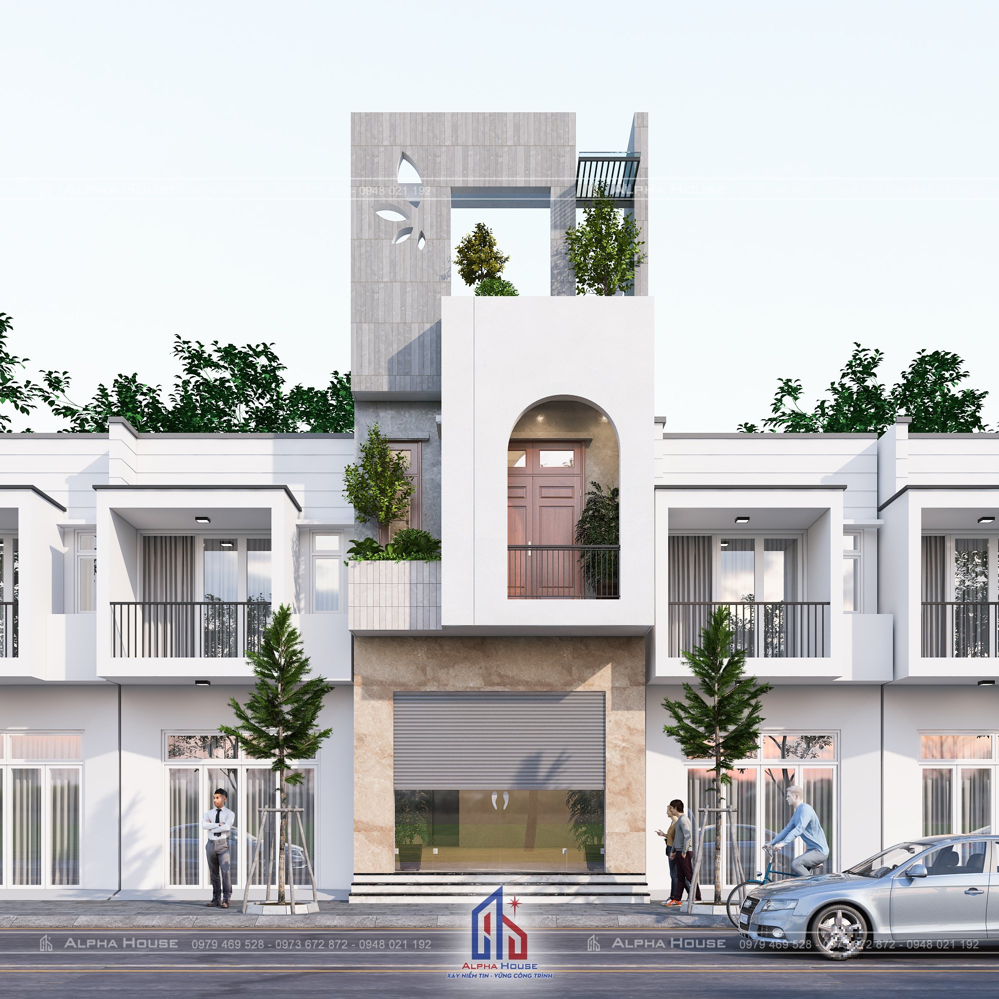 THIẾT KẾ NHÀ PHỐ - 2 TẦNG 1 TUM - CHÚ NGHĨA