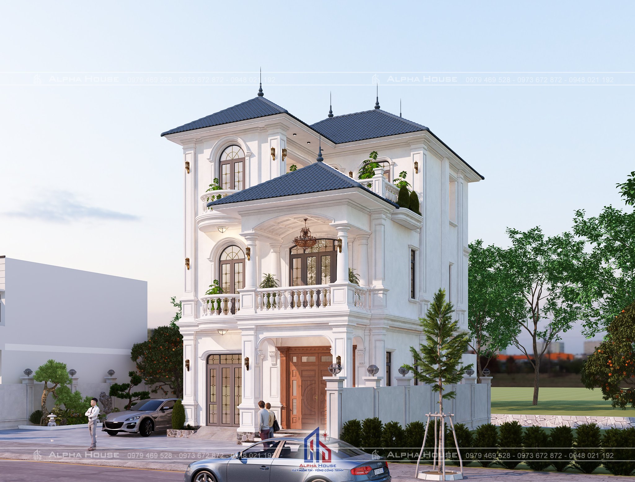 THIẾT KẾ BIỆT THỰ MÁI NHẬT - 3 TẦNG - CHỊ THU
